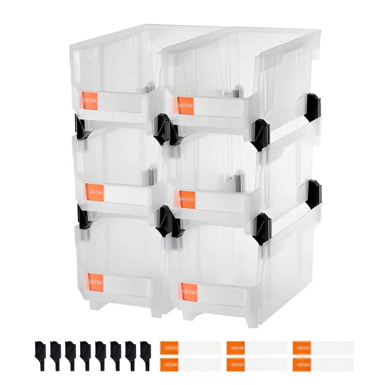 Stackable Plastic Storage Bins 14 Liter Durable Organizer with Front-Open Design for Garage Kitchen Office